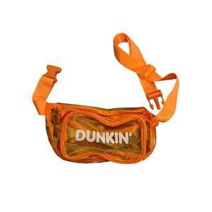 New Dunkin Donuts Brand Fanny Pack Crossbody Belt Bag Zipper Buckle Orange Clear